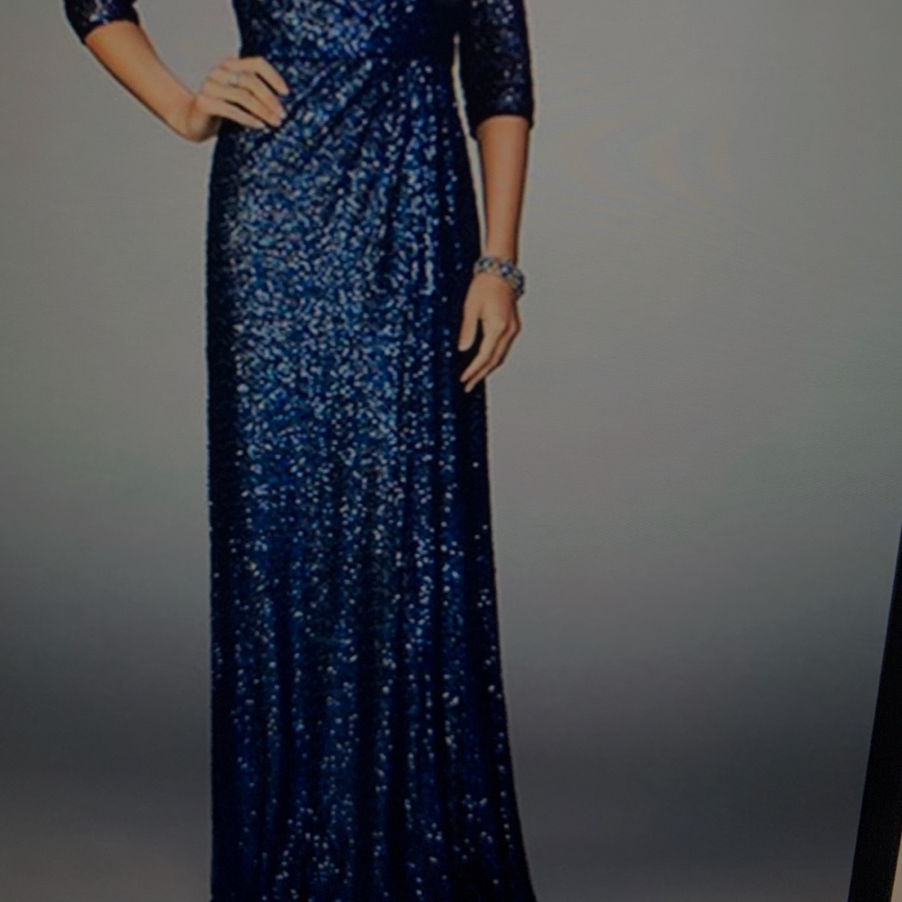 La Femm Blue Sequined Gown size 8